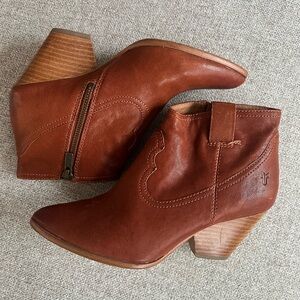 Frye Women's Cognac Leather Ankle Booties